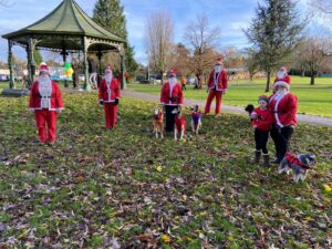 The Super Six taking part in Primrose Hospice's Santa Fun Run
